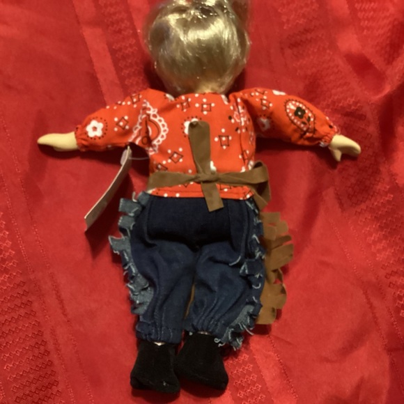 NWTS Yippie Yi Yay blonde cowgirl 10” porcelain head doll red shirt, jeans/chaps - Picture 4 of 4